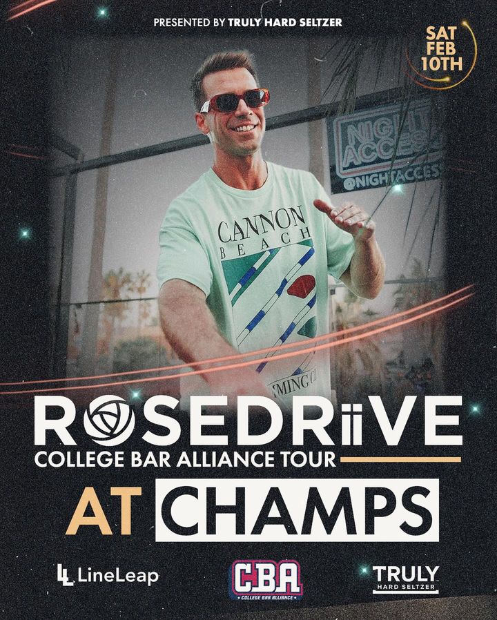 @rosedriive this Saturday Night!! Swipe ➡️ see all stops on the @collegebaralliance tour!!