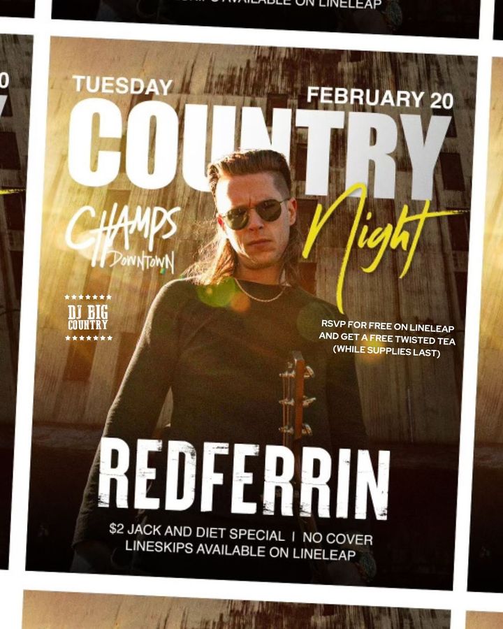 Country Night TONIGHT with @redferrin @deejaybigcountry starting at 9 Happy Hour 10-12 1/2 off Happy Hour $1 KLYR Drinks $2 Jack and Diets $1 Nachos 9-11 $3 KLYR Cans ALL day Want free Lineleap credit? Like this post and tag 2 friends for a chance to w